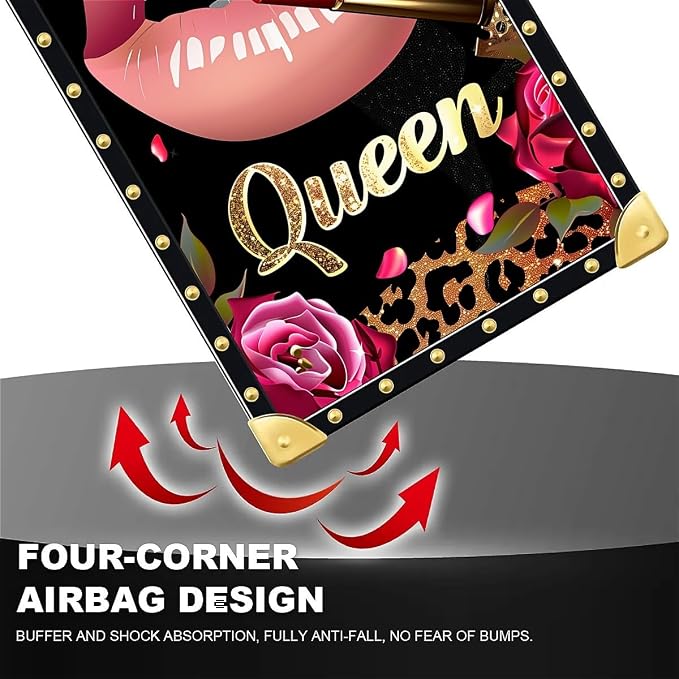 Compatible with iPhone XR Case, Glitter Red Rose Queen Leopard Lipstick Luxury - Image 6