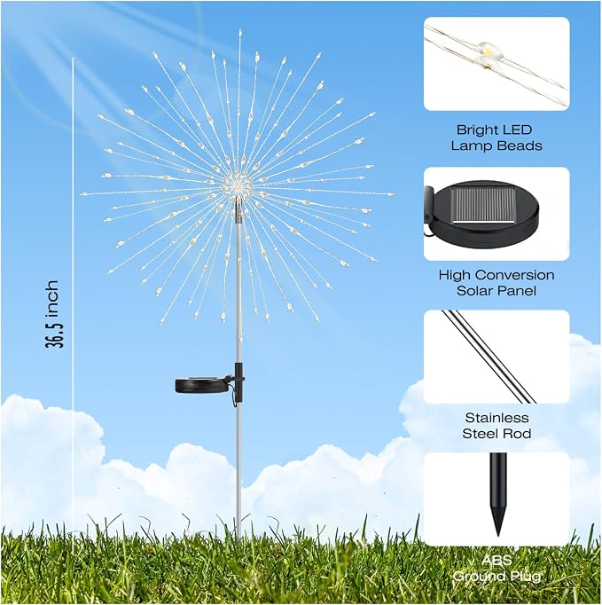Garden Decor Outdoor Lights 500LED 4Pack, Solar Garden Lights - Image 3