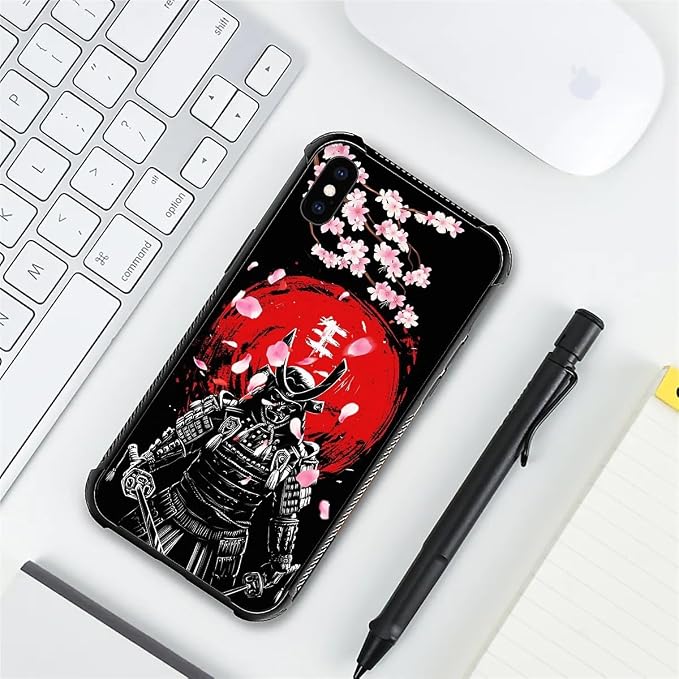 for iPhone X/Xs Case, Sakura Japanese Samurai Pattern Graphic Design Girl Boy - Image 5