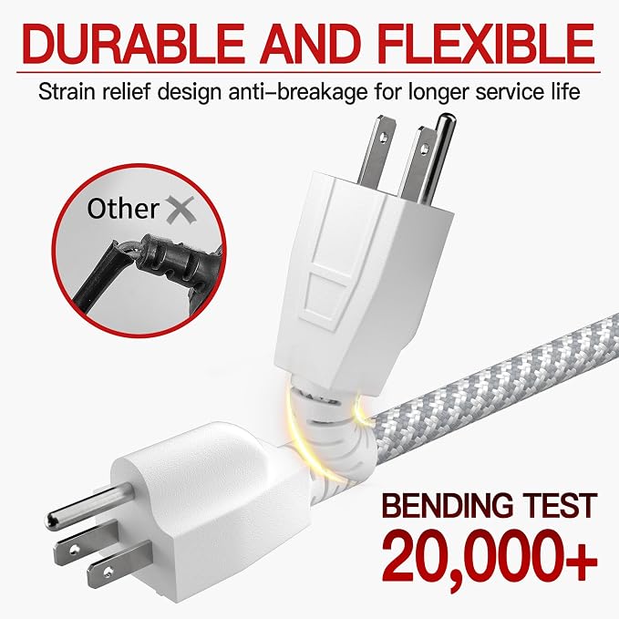 16/3 Braided Extension Cord 20 FT, Braided Extension Cord Flexible & Durable - Image 4