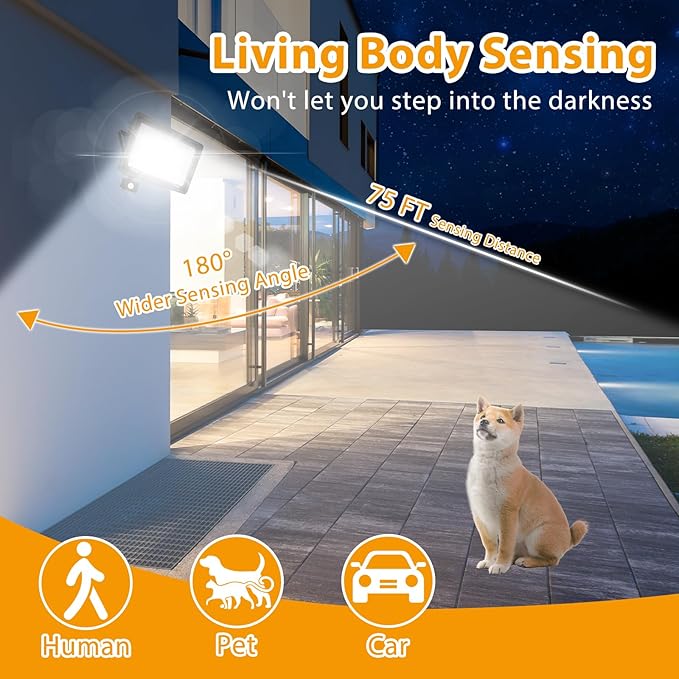 YANYCN 2 Pack 150W LED Motion Sensor Flood Light, 5000K Daylight, IP66 - Image 2