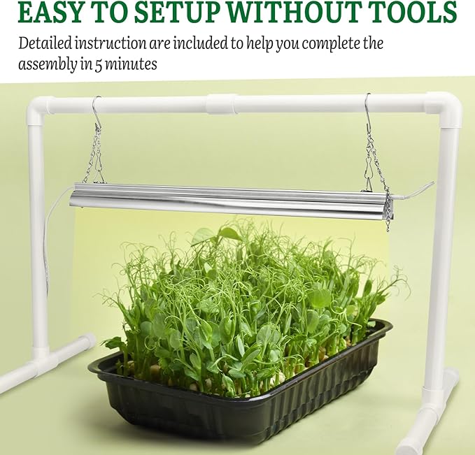 SOLIGT Grow Lights for Seed Starting, 2FT LED Full Spectrum Seedling Lights with Stand for Indoor Plants Vegetable Growing, Duoble Brightness, Height Adjustable, Energy Efficient