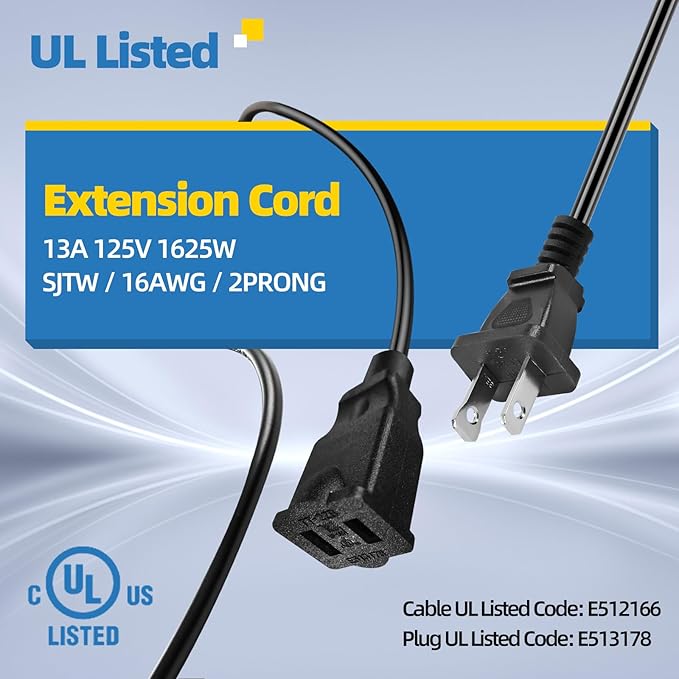 UL Listed Outdoor Extension Cord 2 Prong 25 FT Polarized Plug SJTW 16/2 Gauge - Image 2