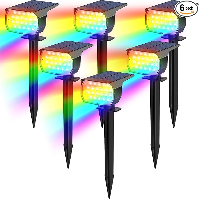 Tadyreal Solar Color Changing Spot Lights Outdoor Waterproof Colored RGB Solar by TadyrealSolarLights