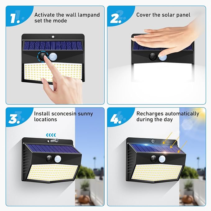 Peasur 2 Packs Solar Outdoor Lights Motion Sensor Solar Security Lights - Image 5