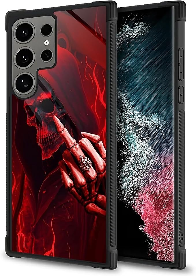 for Samsung Galaxy S24 Ultra Case, Gestures Funny Skull Pattern Graphic Design - Image 5