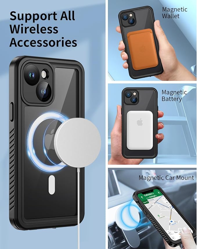 Lanhiem for iPhone 14 Magnetic Case, Waterproof Dustproof Shockproof Case - Image 2
