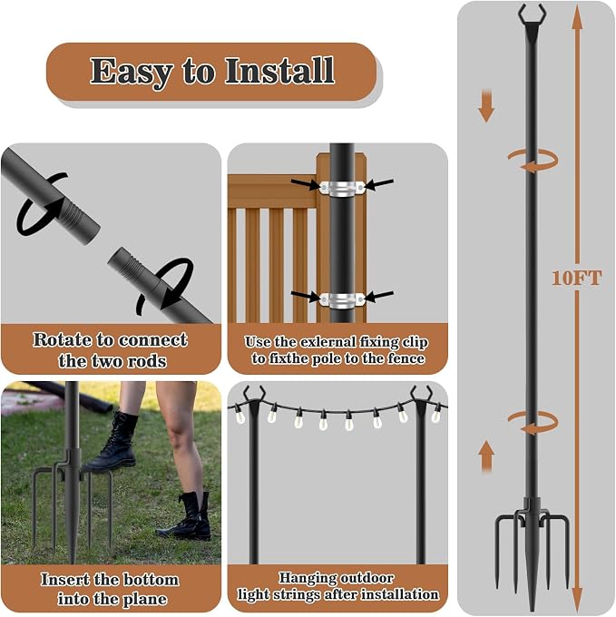NUERPO String Light Poles, Metal Poles - Image 7