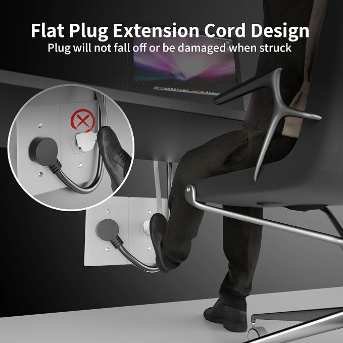 HUANCHAIN 14 Gauge 6 Feet Flat Plug Extension Cord Black Indoor Outdoor - Image 5