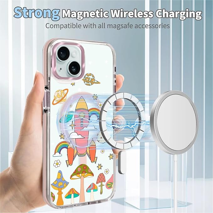 Case for iPhone 15, Spaceship Mushroom Phone Case Design，for Women Girls - Image 4