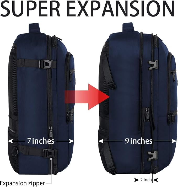 Vancropak Carry On Backpack, 45L Expandable Extra Large Travel Backpack - Image 4