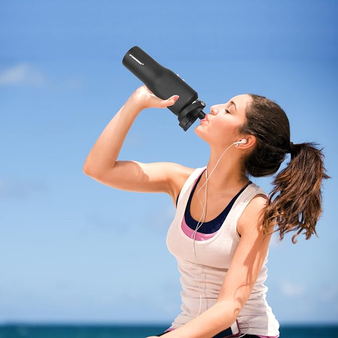 HYDROWION Water Bottle Insulated, 32oz Water Bottles Straw Lid, Spout Lid and - Image 7