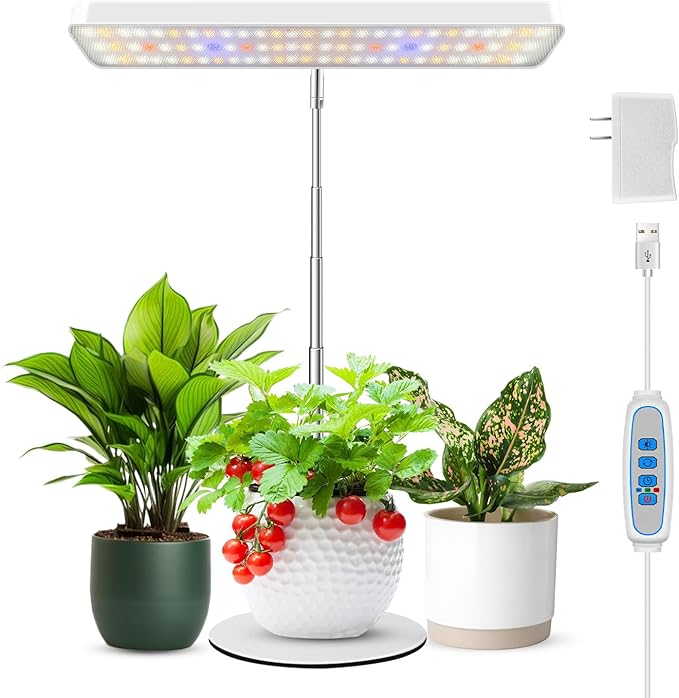Wiaxulay Grow Light, 78 LED Plant Light for Indoor Plants, Full Spectrum Desktop Growing Lamp with Auto Timer 6/12/16 Hrs, 3 Lighting Modes, 5 Dimmable Levels, Height Adjustable 7.8"-26", 1 Pack
