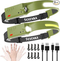SEVENKA 2 Rechargeable Headlamps, Bright LED Headlamp Flashlight, 230° Wide by SEVENKA