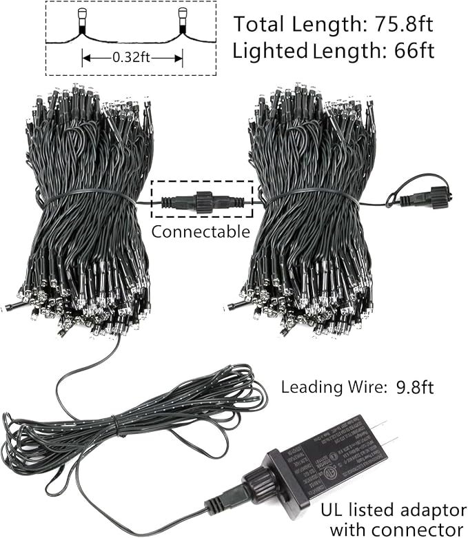 75.8 FT 200 LED Red and Green Christmas Lights Indoor Outdoor, Timer & Memory - Image 8