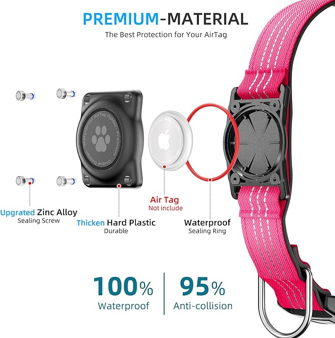 Upgraded AirTag Dog Collar, IP68 Waterproof Air Tag Dog Collar Holder, - Image 6