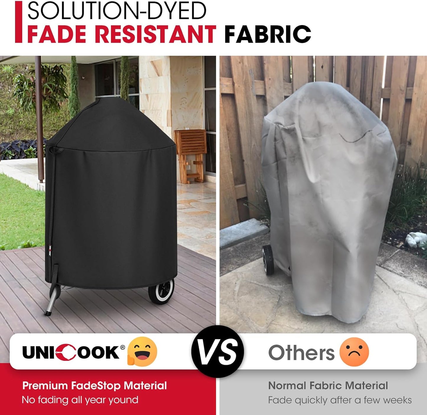 Unicook Round Kettle Grill Cover Compatible with Weber 22 Inch Charcoal Grill, Heavy Duty Waterproof Fade Resistant Small Smoker Cover, All Weather Protection