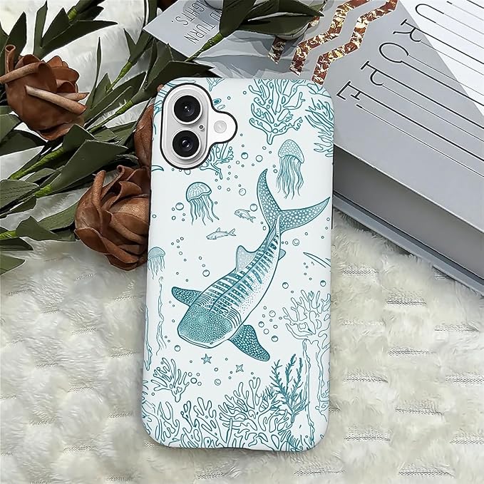 for iPhone 16 Case, HH2 Ocean Whale Shark Hybrid 2 Layer Hard Shell Silicone - Image 4