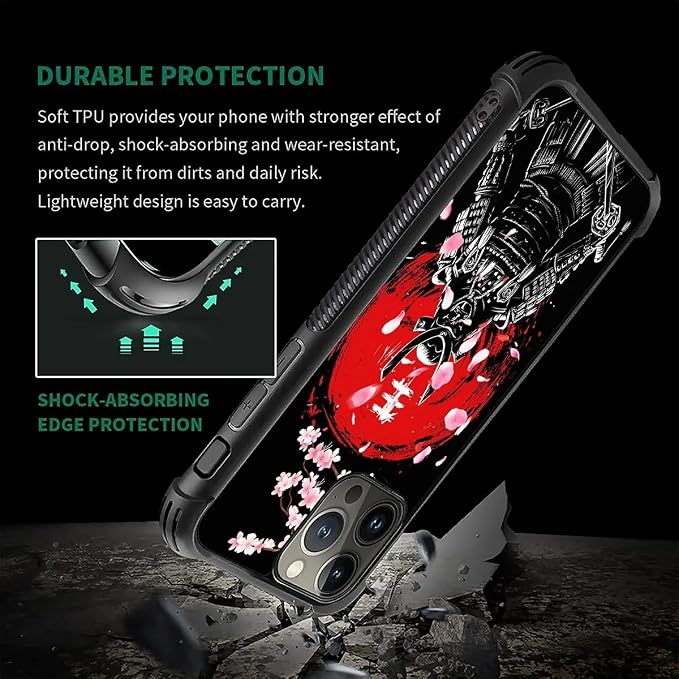 for iPhone 16 Pro Max Case, Sakura Japanese Samurai Pattern Graphic Design Girl - Image 5
