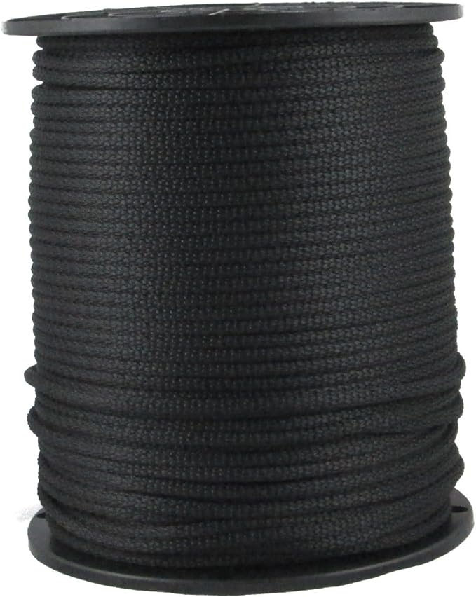 QNR 3/16" Black Polyester Rope, Solid Braid Dacron Utility Rope, 500 ft Spool by QualityNylonRope