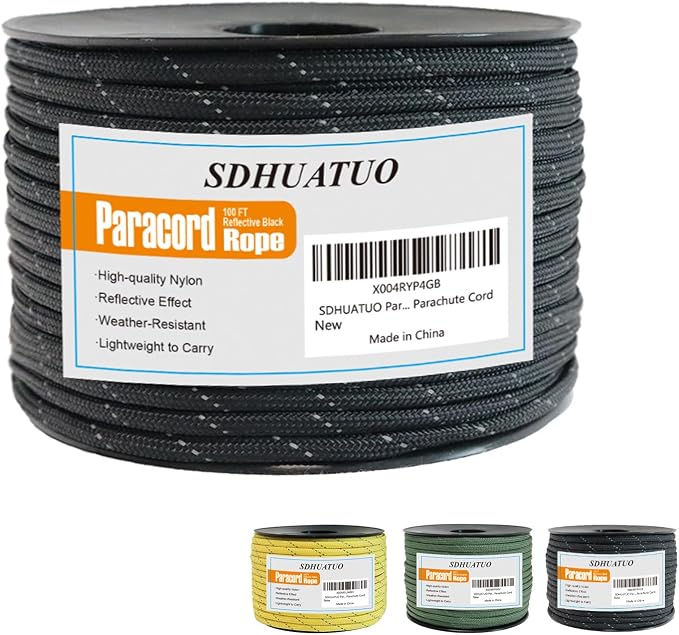 SDHUATUO Paracord Rope 100FT, 550lb Type III Nylon Parachute Cord 7-Strand Core by HOME