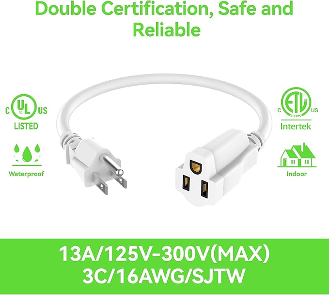 Power Extension Cord 4FT/48Inch, 3 Prong Grounded Electric Extension Cable - Image 2