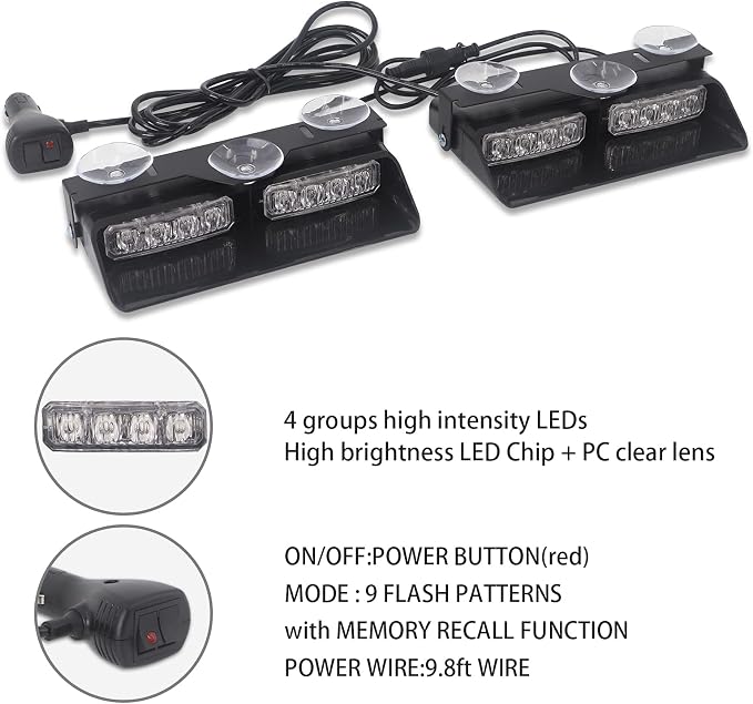 XRIDONSEN 2 in 1 Emergency Dash Lights Red White Volunteer Firefighter Lights - Image 5