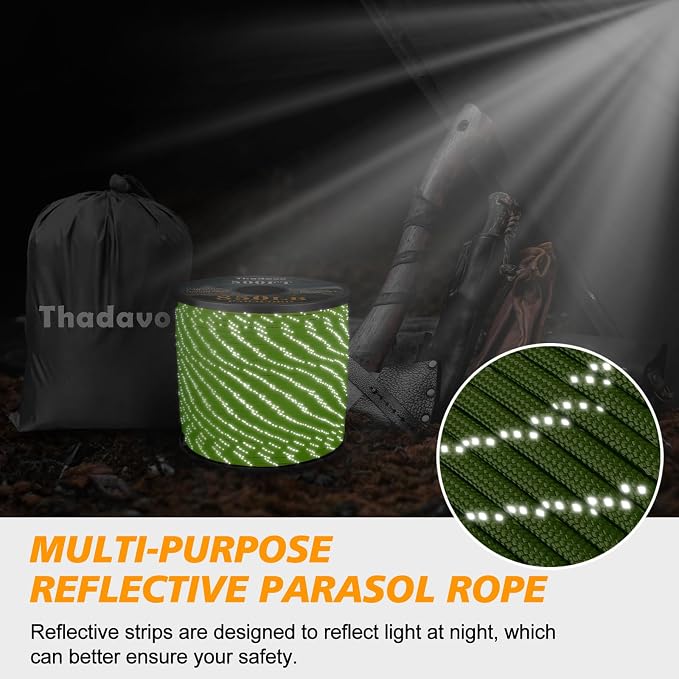 Reflective Paracord Rope 850Ib, 50/100/200/500/1000ft 4MM 11 Strand Parachute - Image 5