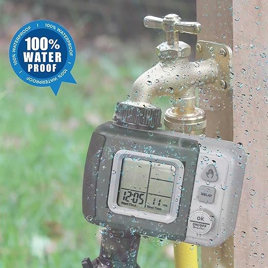 Automatic Watering System Water Timer Easy to Program Three Modes Automatic Sprinkler Rain Delayed Watering Manual Watering Outdoor Use