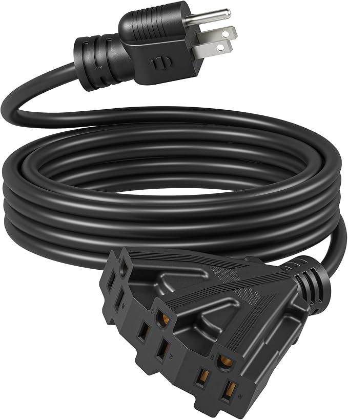 DEWENWILS 15FT Outdoor Extension Cord, Tri-Tap Extension Cord Splitter by DEWENWILS