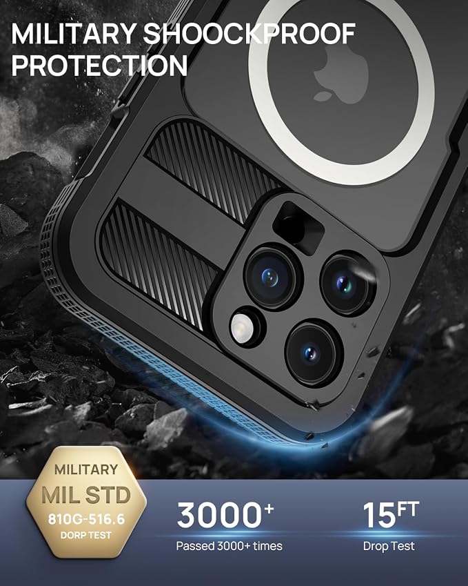 Lanhiem Magnetic for iPhone 15 Pro Max Waterproof Case, Built-in Privacy Screen - Image 4