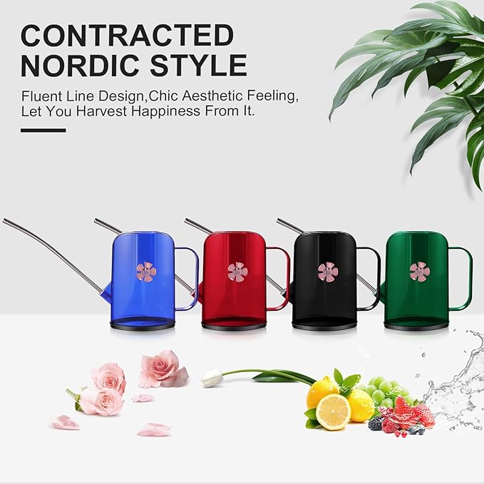 Watering Can Indoor for House Plants Small Watering cans with Long Spout Flower Model Sprinkler Head 1.2L (Blue, 1.2L)