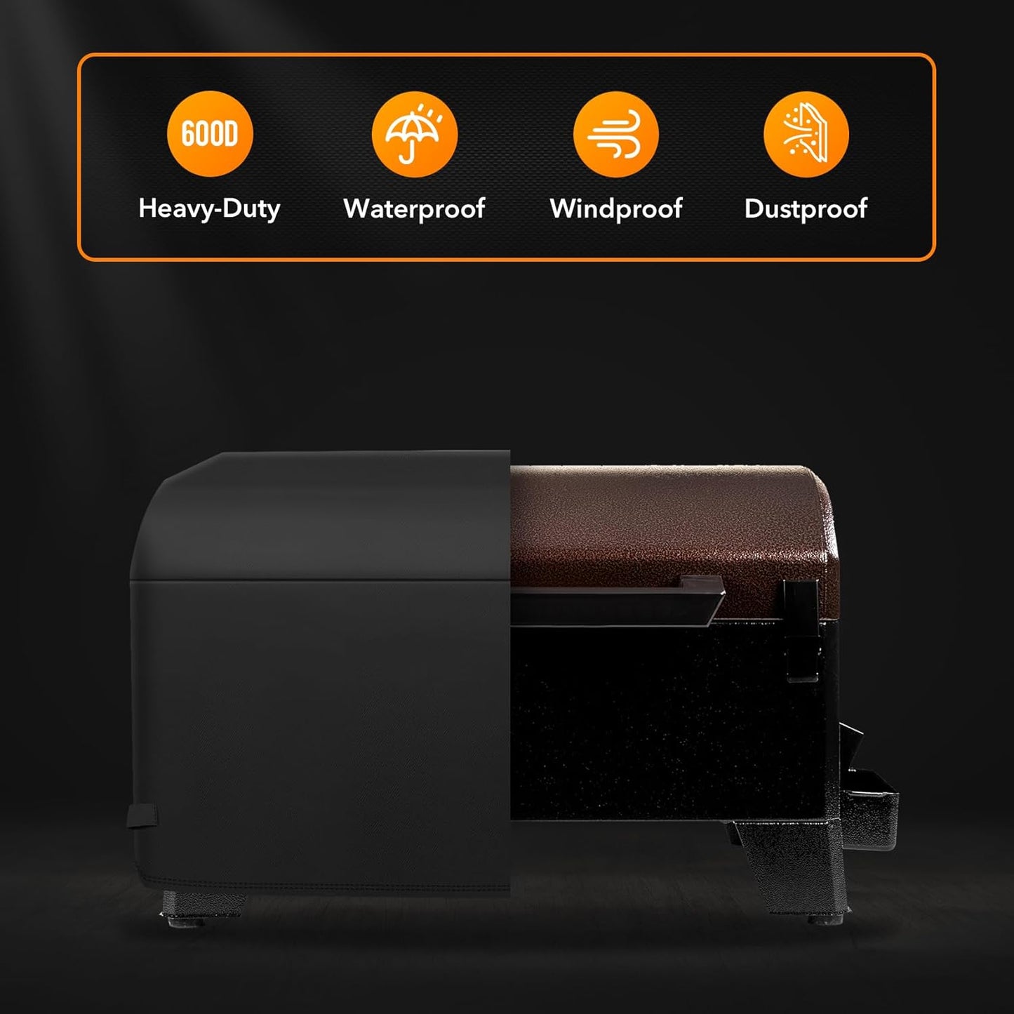 Heavy Duty 600D Polyester Cover Compatible with Pit Boss Portable Table Top Pellet Grill 10697 and PB150PPG Grills