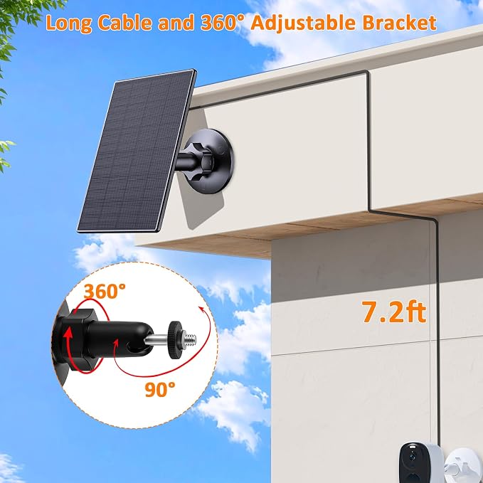 Zivif Solar Panel for Security Camera, 2W USB Solar Panel, Solar Charger - Image 4