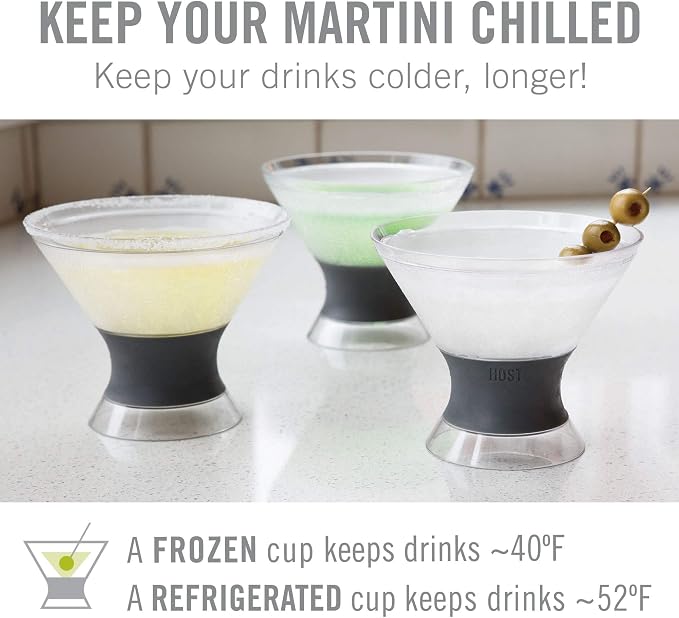 Host Freeze Insulated Martini Glasses Set of 4, Plastic Freezer Gel Chiller - Image 2