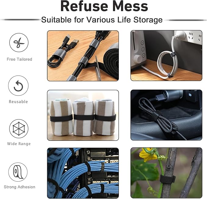 82ft 3/4 inch Fastening Cable Ties, Hitotsu Reusable Hook and Loop Roll - Image 4