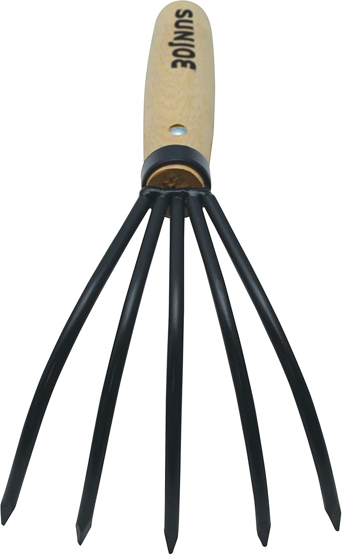 Nisaku by Sun Joe NJP555 Kumade Gohondume 5 Tine Claw Rake and Cultivator 4.75-Inch Width, Japanese Carbon Stainless Steel Prongs