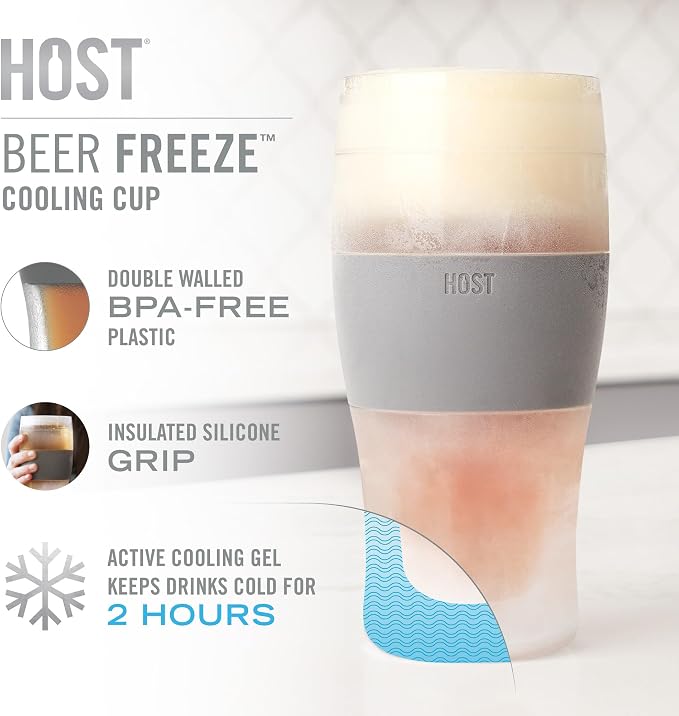 Host FREEZE Beer Glasses, Frozen Beer Mugs, Freezable Pint Glass Set, Insulated - Image 4