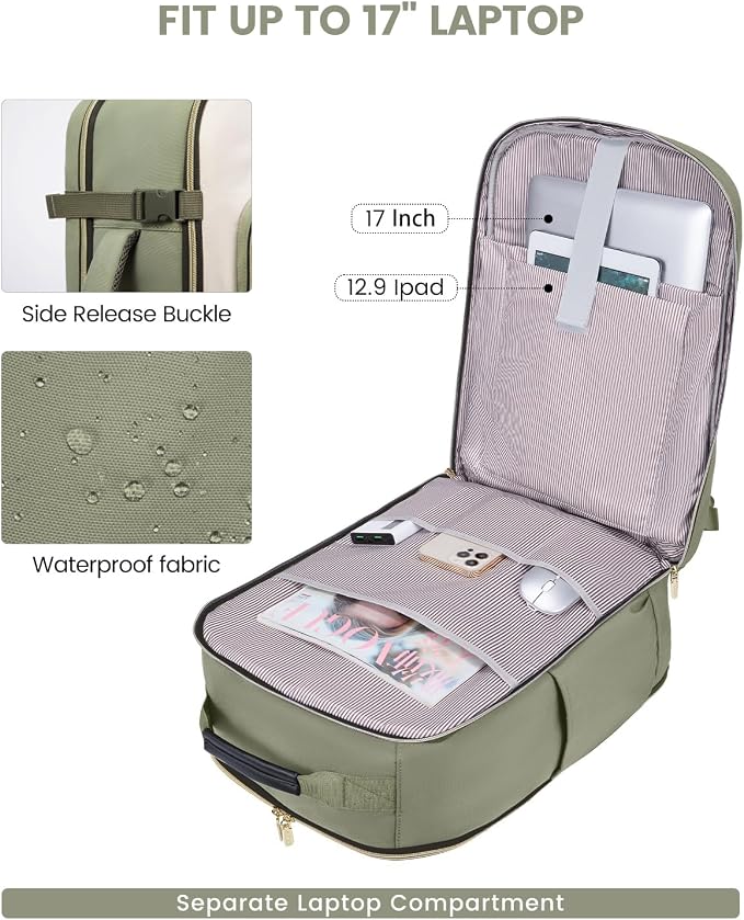 LOVEVOOK 40L Travel Backpack for Women & Men, Airline Approved Carry On Luggage - Image 9