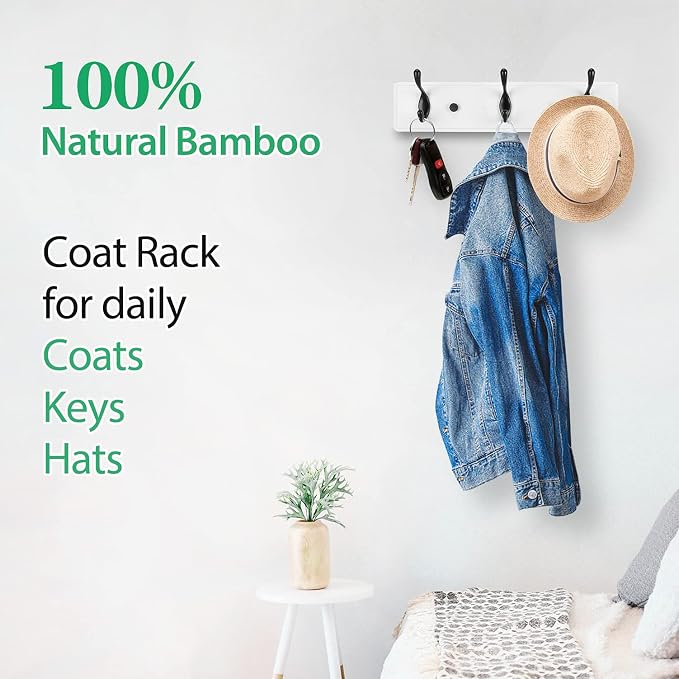 Badiano Wooden Coat Rack, Wall-Mounted Organizer - Image 5