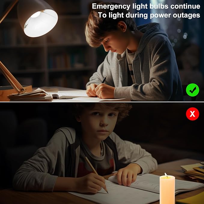Ostwiki 2 Pack Emergency Rechargeable Light Bulbs, Battery Operated Backup - Image 7