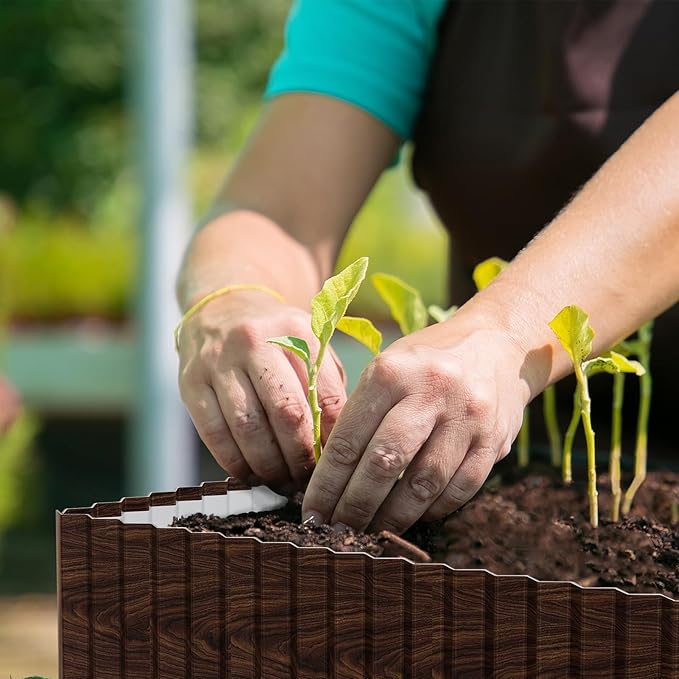SnugNiture Corrugated Metal Garden Edging,12" x 20' Sturdy Lawn Edging Border,Landscape Edging Border for Lawn, Flower Bed,Garden and Yard(Brown)