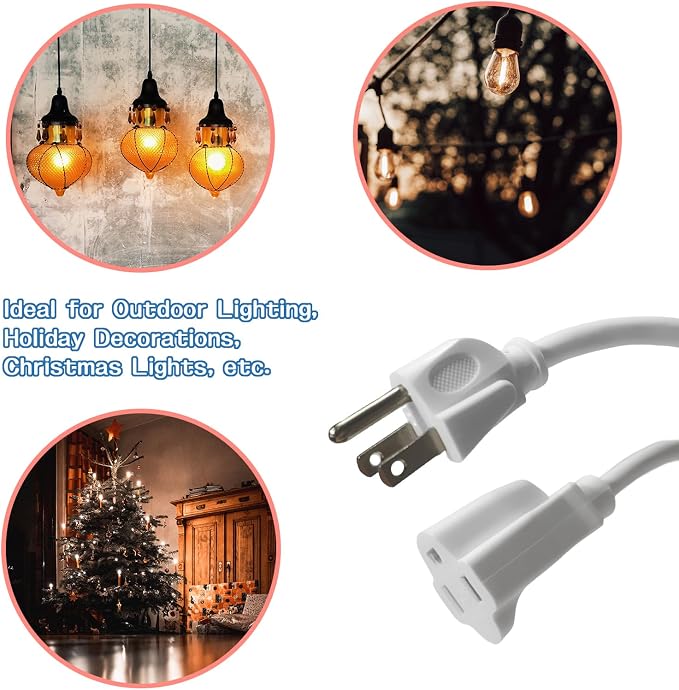 Indoor Outdoor Extension Cord 6 FT, 16/3 SJTW Weatherproof White Electrical - Image 7