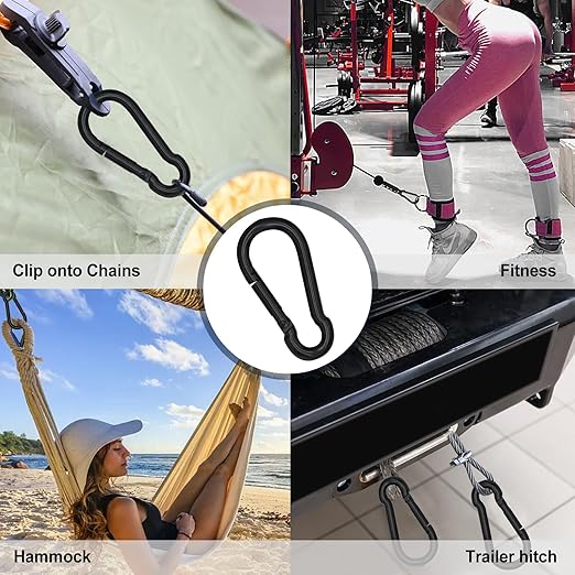 Large Carabiner Clip Hook, 4 inch 2 pcs Black Heavy Duty Spring Snap Hook Key - Image 6