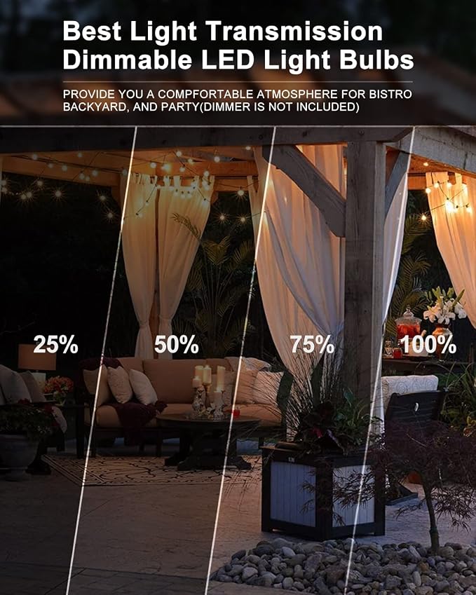 Lightdot 300FT Outdoor String Lights, LED Bistro String Lights - Image 8