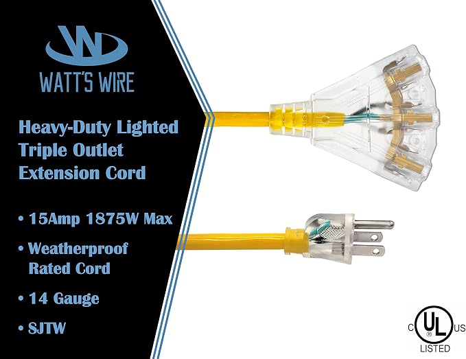 15 ft Outdoor Extension Cord Waterproof - Image 3