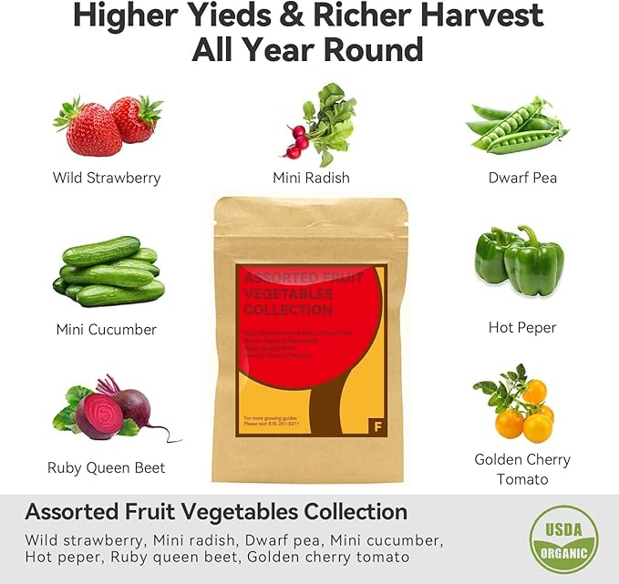 inbloom Fruit Seed Pod Kit for AeroGarden, Ahopegarden, GARDENCUBE, MUFGA, iDoo Hydroponics Growing System, 50-Pods (350+ Seeds Include Strawberry, Tomato, Cucumber, Pea, Ruby Queen Beet)