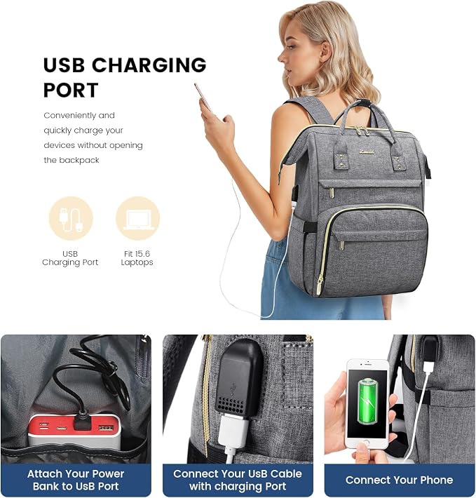 LOVEVOOK Laptop Backpack Women, 15.6 Inch Work Backpack Woman - Image 3