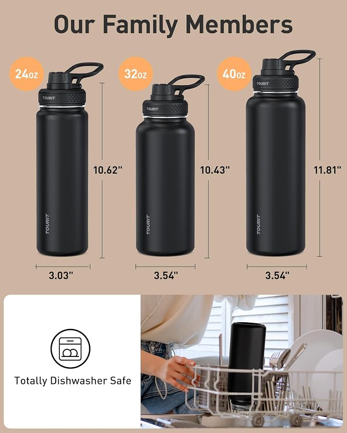 TOURIT 24 oz Insulated Water Bottle, Stainless Steel Sports Water Bottles - Image 5