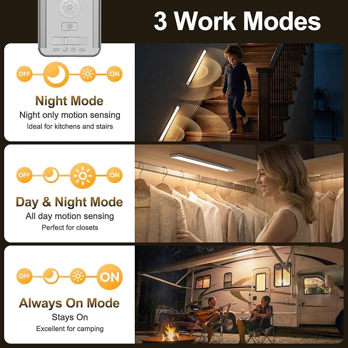 Reoshine 126 LED Under Cabinet Lighting Wireless, 2500mAh Rechargeable Closet - Image 3